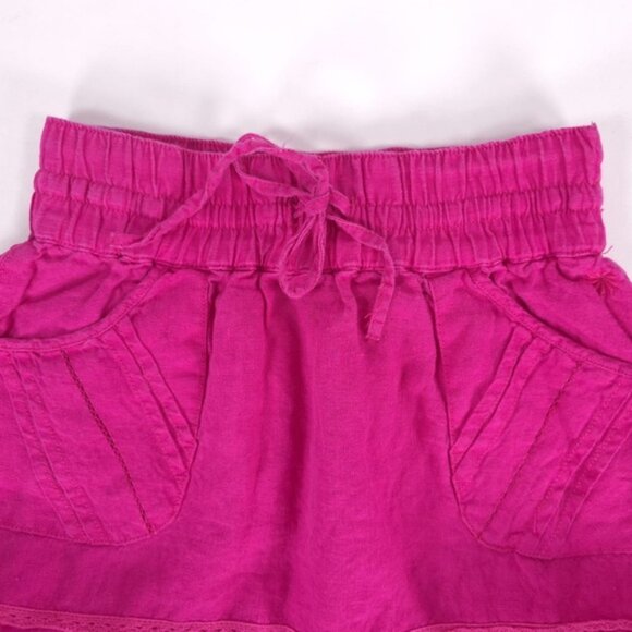 ATHLETA 100% LINEN Ruffle‎ Elastic Waist Drawstring Pull on Mini Skirt Size 0 - Picture 8 of 11